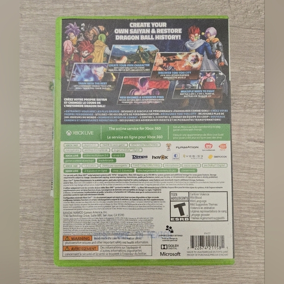 Dragon Ball Xenoverse XV Microsoft Xbox 360 No Manual - Picture 4 of 4